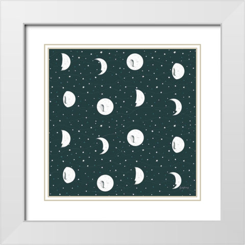 Sweet Dreams Bunny Pattern IVA White Modern Wood Framed Art Print with Double Matting by Thorns, Becky