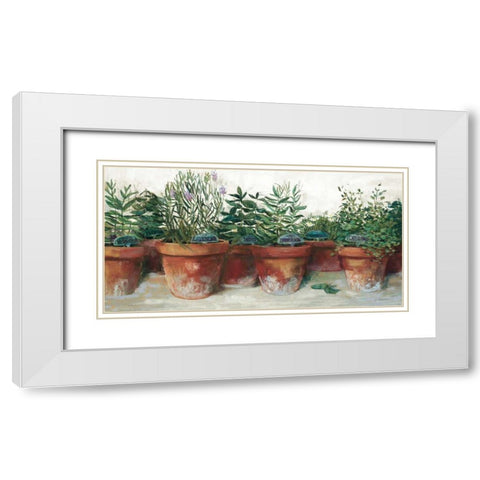 Pots of Herbs I White White Modern Wood Framed Art Print with Double Matting by Rowan, Carol