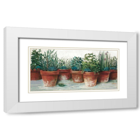 Pots of Herbs II White White Modern Wood Framed Art Print with Double Matting by Rowan, Carol