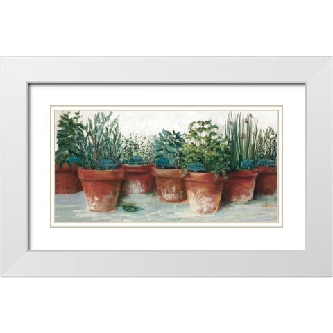 Pots of Herbs II White White Modern Wood Framed Art Print with Double Matting by Rowan, Carol