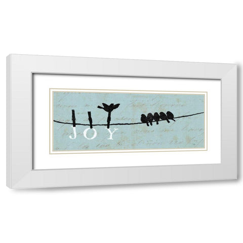 Birds on a Wire - Joy White Modern Wood Framed Art Print with Double Matting by Pela