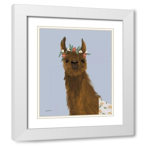 Delightful Alpacas II White Modern Wood Framed Art Print with Double Matting by Thorns, Becky