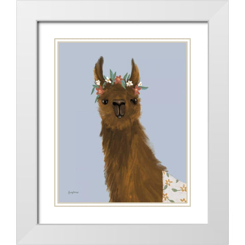 Delightful Alpacas II White Modern Wood Framed Art Print with Double Matting by Thorns, Becky