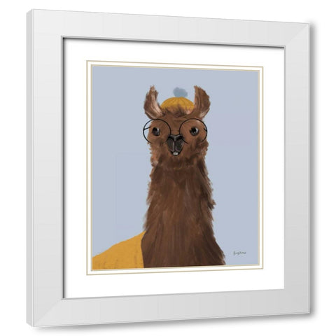 Delightful Alpacas III White Modern Wood Framed Art Print with Double Matting by Thorns, Becky