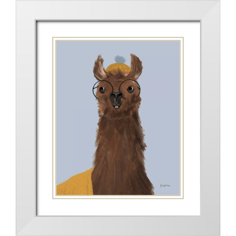 Delightful Alpacas III White Modern Wood Framed Art Print with Double Matting by Thorns, Becky