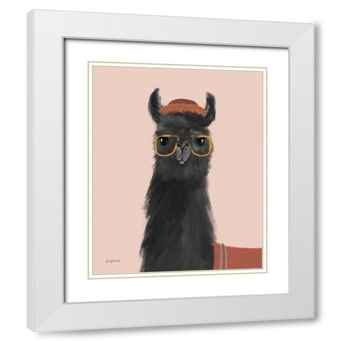 Delightful Alpacas IV White Modern Wood Framed Art Print with Double Matting by Thorns, Becky
