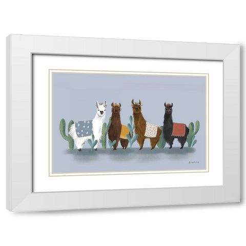 Delightful Alpacas V White Modern Wood Framed Art Print with Double Matting by Thorns, Becky