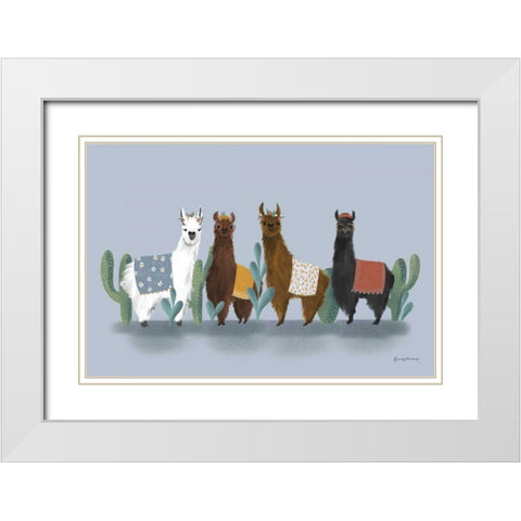 Delightful Alpacas V White Modern Wood Framed Art Print with Double Matting by Thorns, Becky