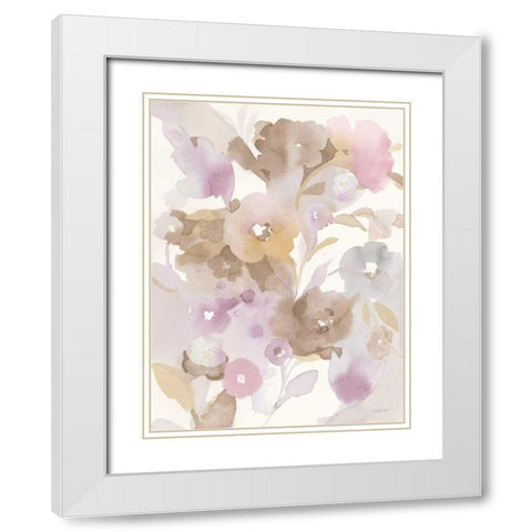 Neutral Garden I White Modern Wood Framed Art Print with Double Matting by Nai, Danhui