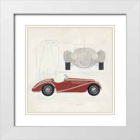 Roadster I Red Car White Modern Wood Framed Art Print with Double Matting by Tillmon, Avery