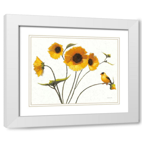 Sunny Flowers IV Light White Modern Wood Framed Art Print with Double Matting by Novak, Shirley