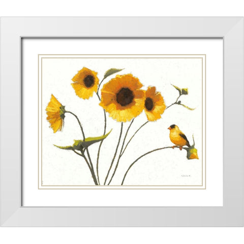 Sunny Flowers IV Light White Modern Wood Framed Art Print with Double Matting by Novak, Shirley