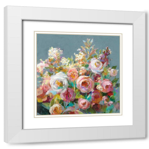 Joy of the Garden Square II White Modern Wood Framed Art Print with Double Matting by Nai, Danhui