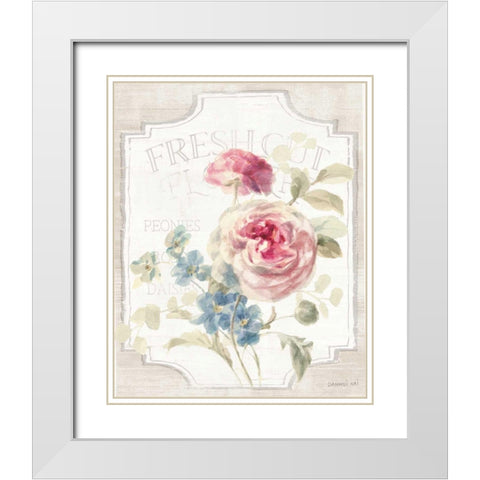 Cottage Garden II on wood White Modern Wood Framed Art Print with Double Matting by Nai, Danhui