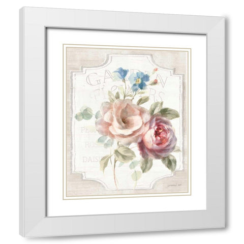 Cottage Garden IV on wood White Modern Wood Framed Art Print with Double Matting by Nai, Danhui