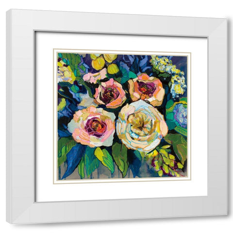 Peony Garden White Modern Wood Framed Art Print with Double Matting by Vertentes, Jeanette