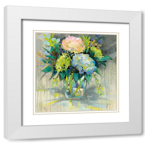 Hydrangeas from the Garden White Modern Wood Framed Art Print with Double Matting by Vertentes, Jeanette