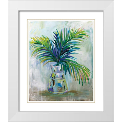 Palm Leaves I White Modern Wood Framed Art Print with Double Matting by Vertentes, Jeanette