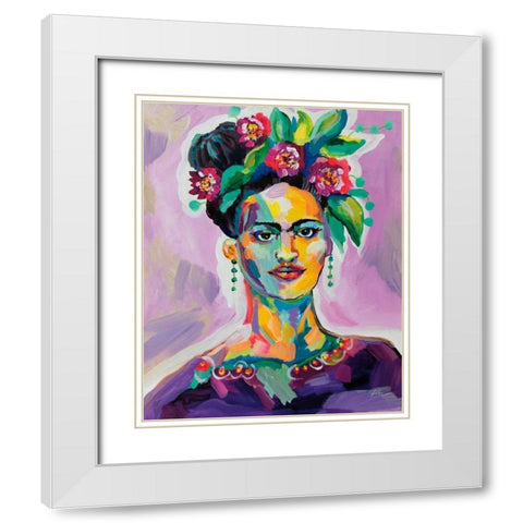 Frida White Modern Wood Framed Art Print with Double Matting by Vertentes, Jeanette