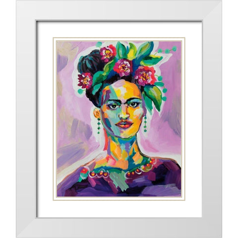 Frida White Modern Wood Framed Art Print with Double Matting by Vertentes, Jeanette