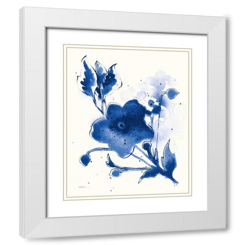 Independent Blooms Blue II v2 White Modern Wood Framed Art Print with Double Matting by Novak, Shirley