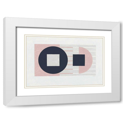 Laterally Speaking Pink White Modern Wood Framed Art Print with Double Matting by Schick, Mike