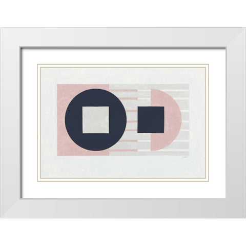 Laterally Speaking Pink White Modern Wood Framed Art Print with Double Matting by Schick, Mike