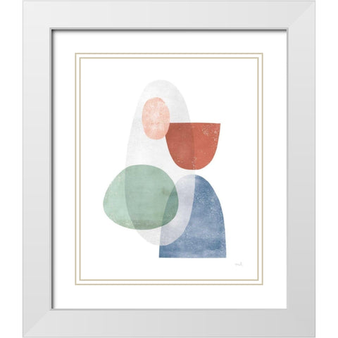 Whispers II Coral White Modern Wood Framed Art Print with Double Matting by Hershey, Moira