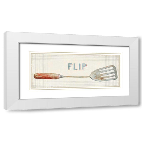 Floursack Kitchen Sign I White Modern Wood Framed Art Print with Double Matting by Nai, Danhui