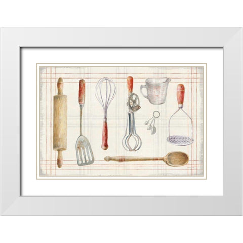 Floursack Kitchen IX White Modern Wood Framed Art Print with Double Matting by Nai, Danhui