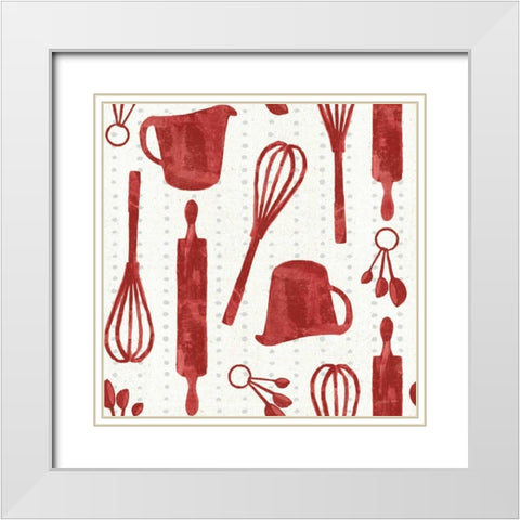 Kitchen Floursack Pattern VIA White Modern Wood Framed Art Print with Double Matting by Nai, Danhui