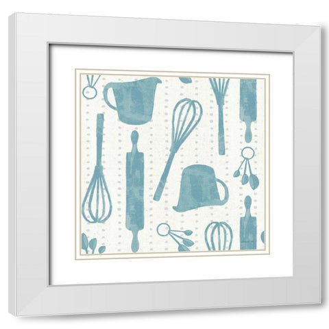 Kitchen Floursack Pattern VIB White Modern Wood Framed Art Print with Double Matting by Nai, Danhui