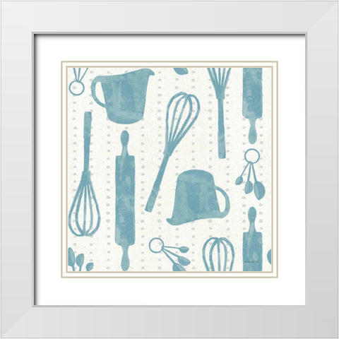 Kitchen Floursack Pattern VIB White Modern Wood Framed Art Print with Double Matting by Nai, Danhui