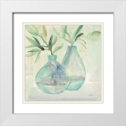 Pretty Jars White Modern Wood Framed Art Print with Double Matting by Hristova, Albena