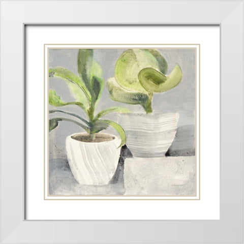 Greenery Still Life White Modern Wood Framed Art Print with Double Matting by Hristova, Albena