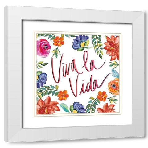 Fridas Flower Fancy II White Modern Wood Framed Art Print with Double Matting by Rice, Kristy