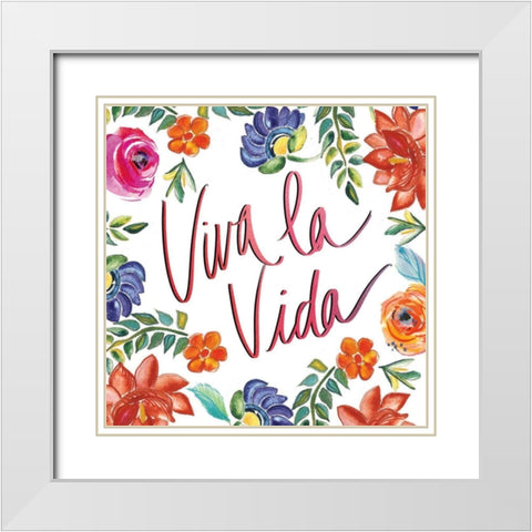 Fridas Flower Fancy II White Modern Wood Framed Art Print with Double Matting by Rice, Kristy
