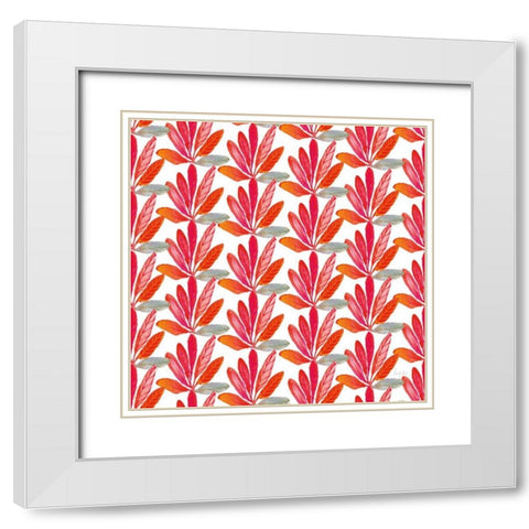 Fridas Flower Fancy Pattern III White Modern Wood Framed Art Print with Double Matting by Rice, Kristy
