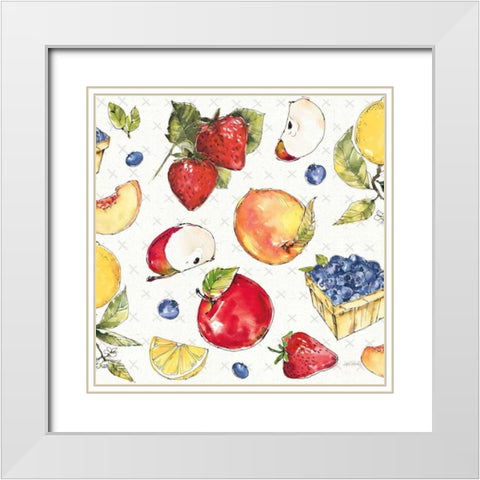 Fruit Stand Pattern I White Modern Wood Framed Art Print with Double Matting by Tavoletti, Anne