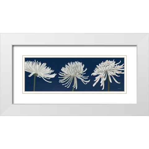 Morning Chrysanthemums V Dark Blue White Modern Wood Framed Art Print with Double Matting by Lovell, Kathrine