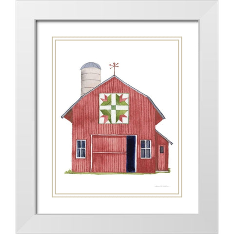 Life on the Farm Barn Element I Dark Red White Modern Wood Framed Art Print with Double Matting by McKenna, Kathleen Parr