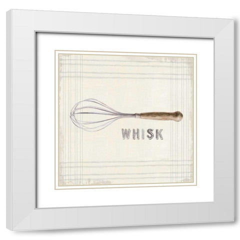 Floursack Kitchen Sign IV Neutral Sq White Modern Wood Framed Art Print with Double Matting by Nai, Danhui