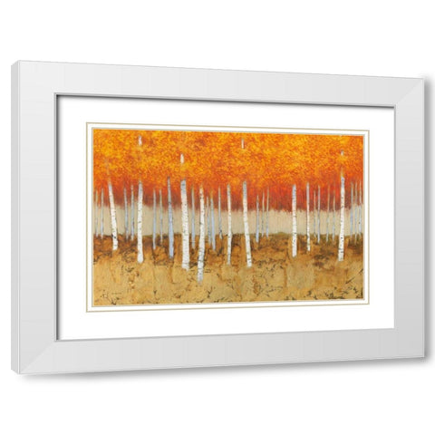 Autumn Birches White Modern Wood Framed Art Print with Double Matting by Wiens, James