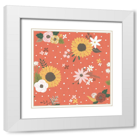 Autumn Garden Pattern IB White Modern Wood Framed Art Print with Double Matting by Marshall, Laura