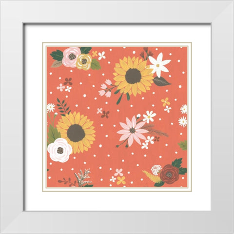 Autumn Garden Pattern IB White Modern Wood Framed Art Print with Double Matting by Marshall, Laura