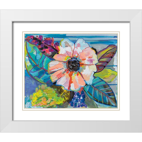 Island Flowers White Modern Wood Framed Art Print with Double Matting by Vertentes, Jeanette