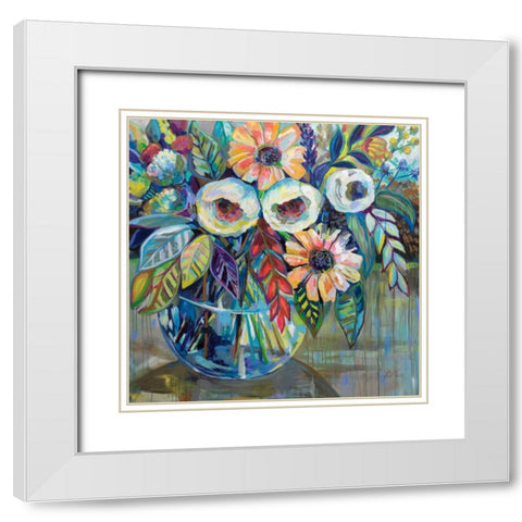 Joy White Modern Wood Framed Art Print with Double Matting by Vertentes, Jeanette