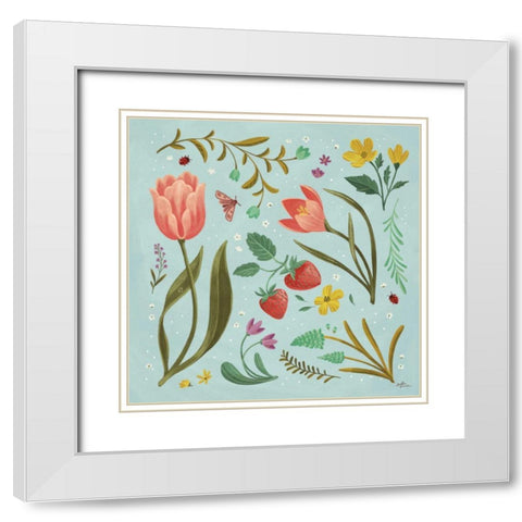 Spring Botanical III White Modern Wood Framed Art Print with Double Matting by Penner, Janelle