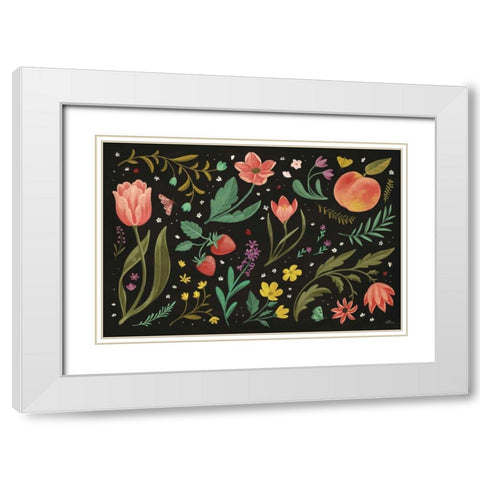 Spring Botanical I Black White Modern Wood Framed Art Print with Double Matting by Penner, Janelle