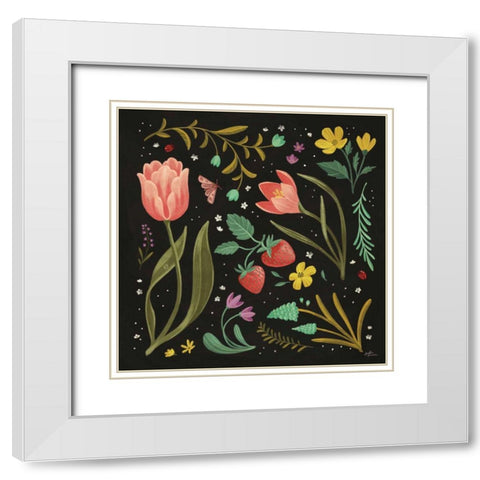 Spring Botanical III Black White Modern Wood Framed Art Print with Double Matting by Penner, Janelle